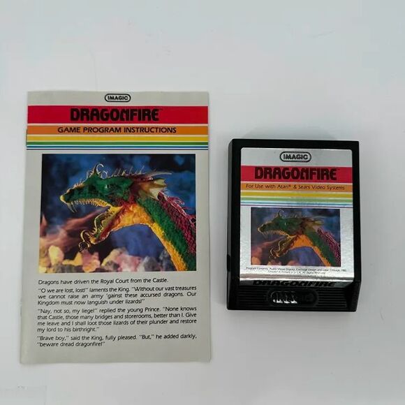 Dragonfire (Atari 2600, 1982) Cartridge & Manual by Imagic - Tested & Working - Picture 1 of 3